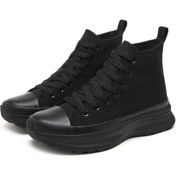 ⚡Women's Black High Top Sneaker Platform Shoes Canvas Tennis Classic Comfortable